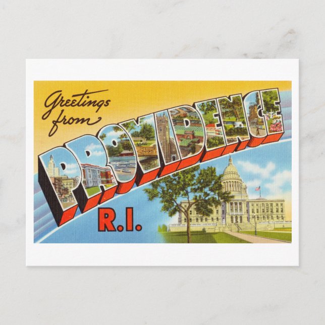 Carte Postale Salutations vintages de Providence, Rhode Island (Devant)