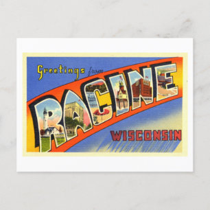 Carte Postale Salutations vintages de Racine, Wisconsin