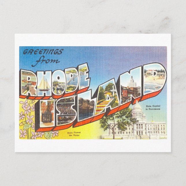 Carte Postale Salutations vintages de Rhode Island (Devant)