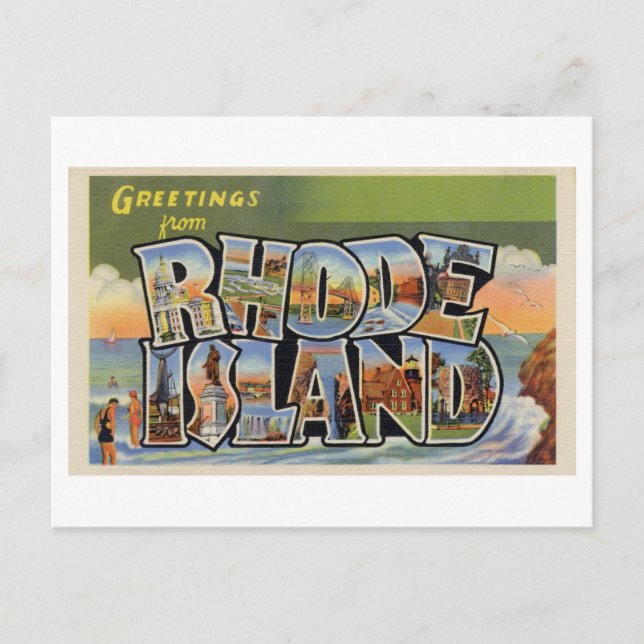 Carte Postale Salutations vintages de Rhode Island Postcard (Devant)