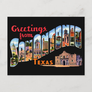 Carte Postale Salutations vintages De San Antonio, Texas Travel