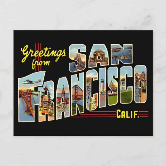 Carte Postale Salutations vintages De San Francisco Travel (Devant)