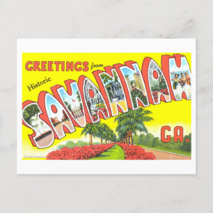 Carte Postale Salutations vintages de Savannah, Géorgie,