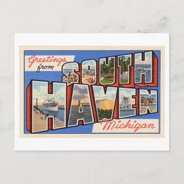 Carte Postale Salutations vintages de South Haven, Michigan (Devant)