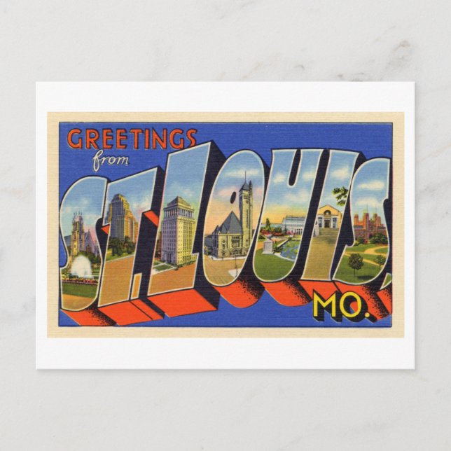 Carte Postale Salutations vintages de St. Louis, Missouri (Devant)