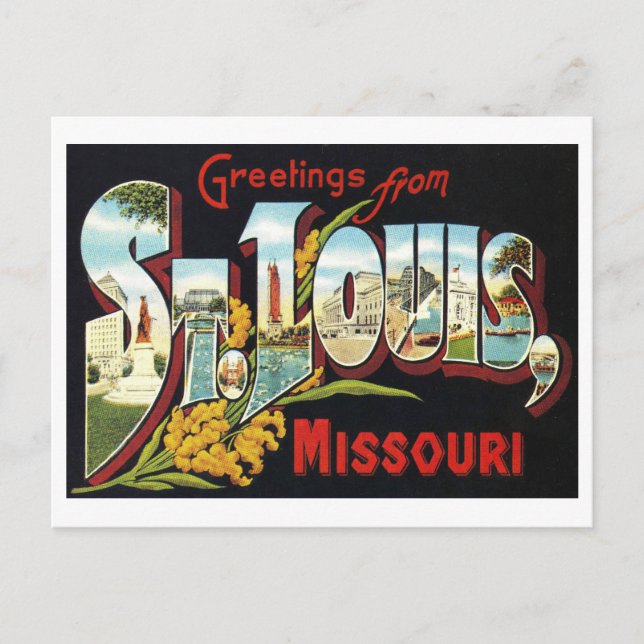 Carte Postale Salutations vintages de St. Louis, Missouri, (Devant)