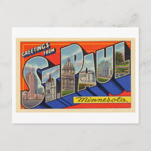 Carte Postale Salutations vintages de St. Paul, Minnesota