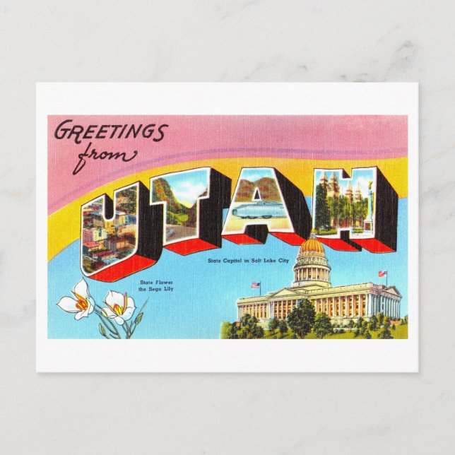 Carte Postale Salutations vintages de Utah (Devant)