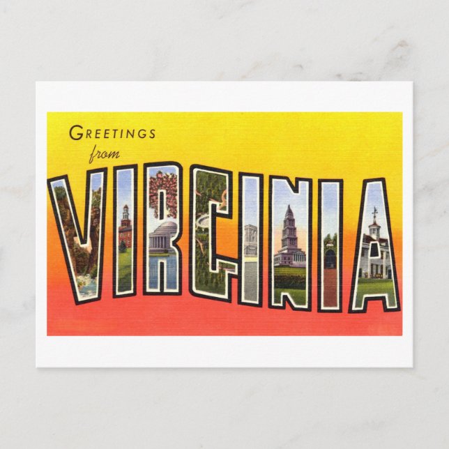 Carte Postale Salutations vintages de Virginie (Devant)