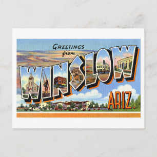 Carte Postale Salutations vintages de Winslow, Arizona