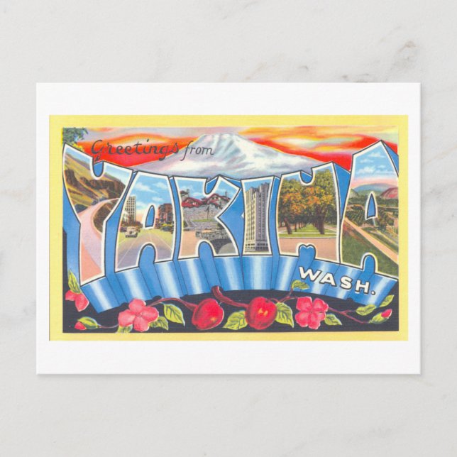 Carte Postale Salutations vintages de Yakima, Washington (Devant)