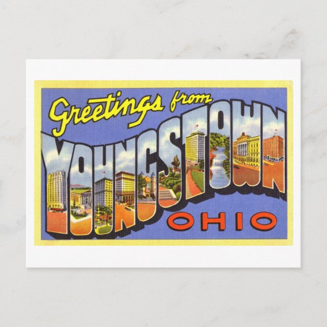 Carte Postale Salutations vintages de Youngstown, Ohio (Devant)
