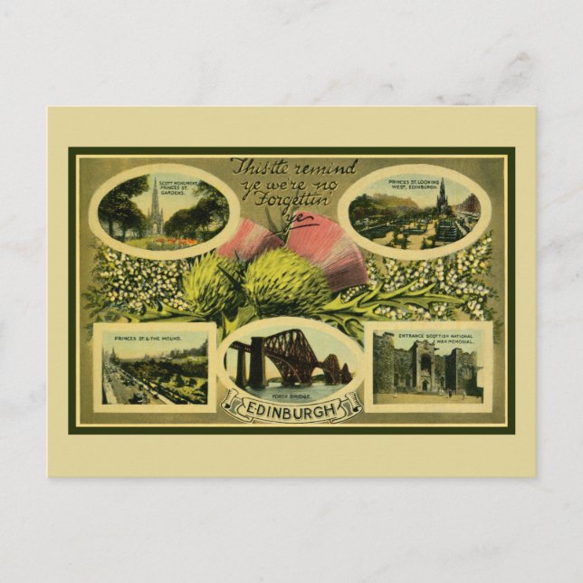 Carte Postale Salutations vintages des années 1900 d'Édimbourg (Devant)