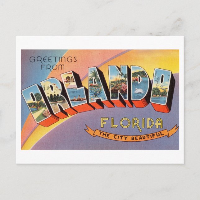 Carte Postale Salutations vintages d'Orlando, Floride (Devant)