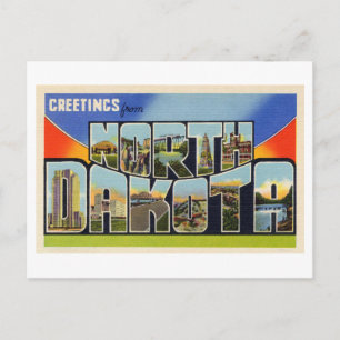 Carte Postale Salutations vintages du Dakota du Nord