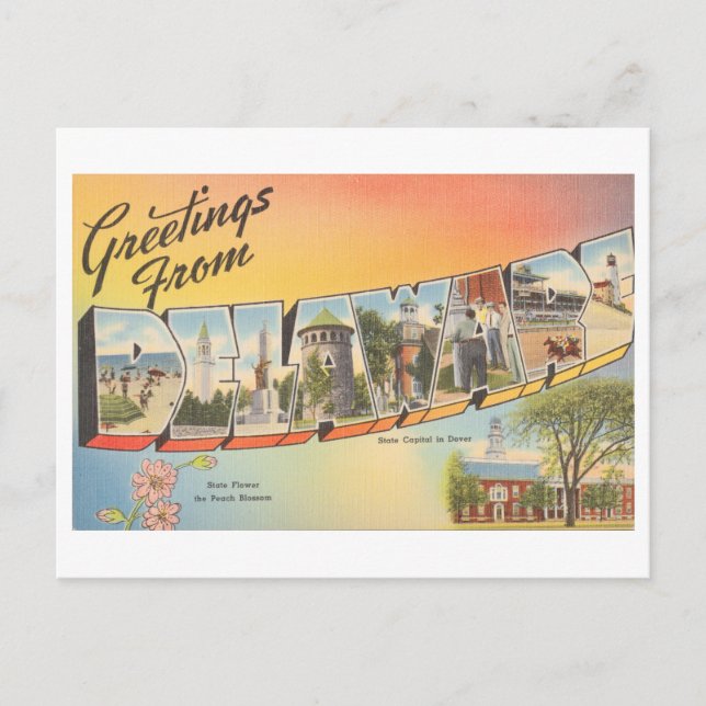 Carte Postale Salutations vintages du Delaware (Devant)