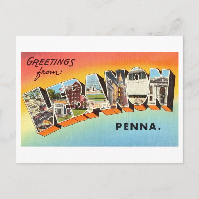 Carte Postale Salutations vintages du Liban, Pennsylvanie (Devant)