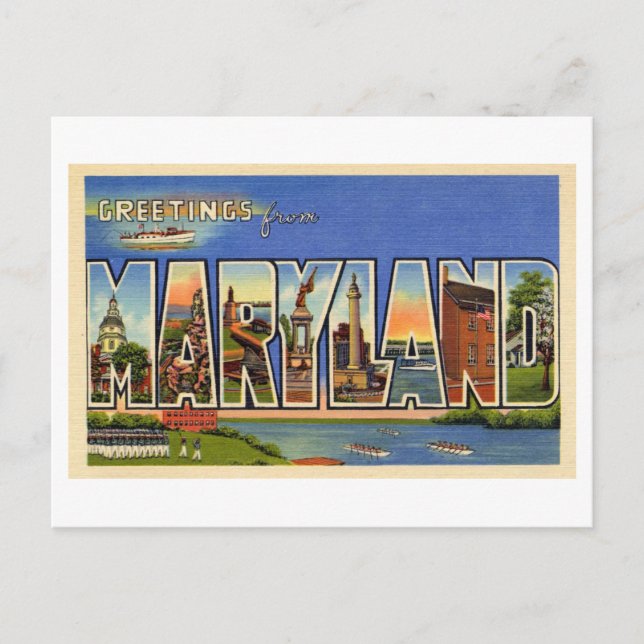 Carte Postale Salutations vintages du Maryland (Devant)