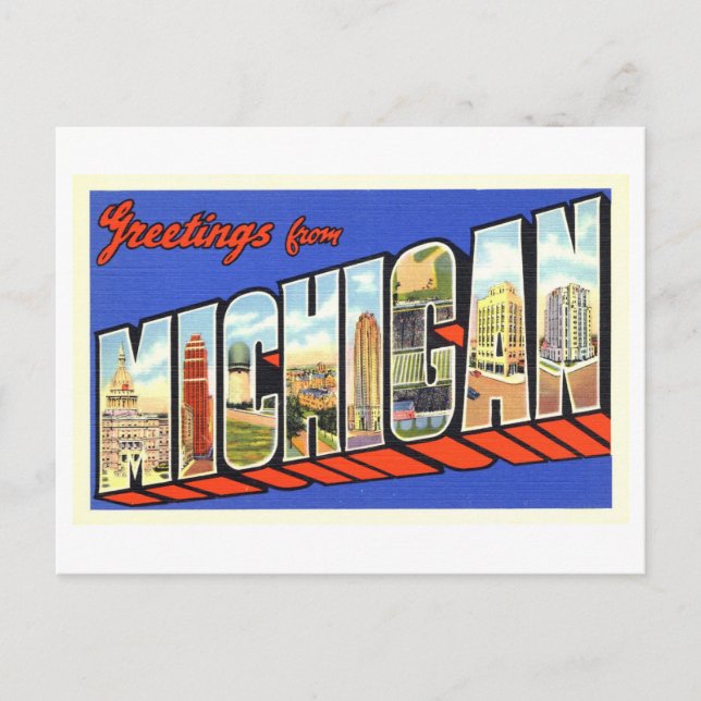 Carte Postale Salutations vintages du Michigan (Devant)