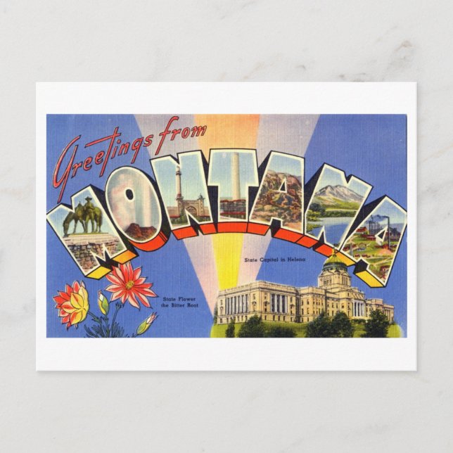 Carte Postale Salutations vintages du Montana (Devant)