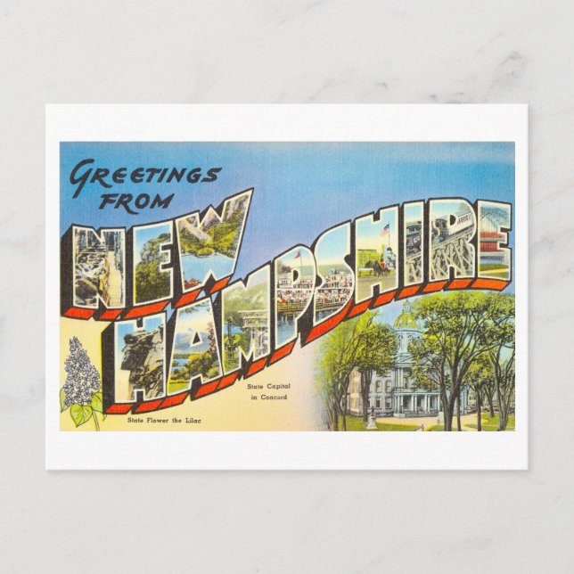Carte Postale Salutations vintages du New Hampshire (Devant)
