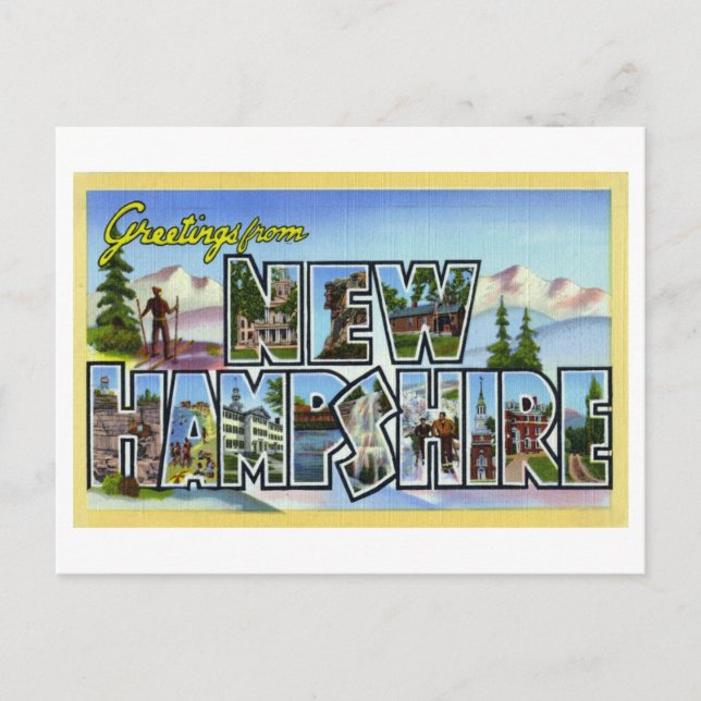 Carte Postale Salutations vintages du New Hampshire (Devant)