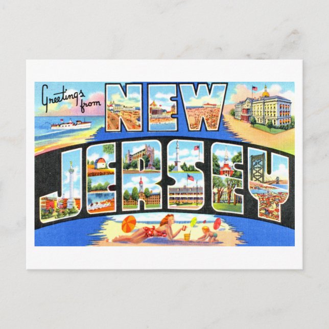 Carte Postale Salutations vintages du New Jersey (Devant)