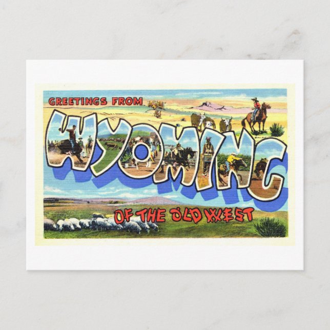 Carte Postale Salutations vintages du Wyoming (Devant)