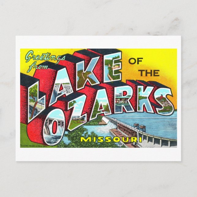 Carte Postale Salutations vintages : Lac des Ozarks, Missouri (Devant)