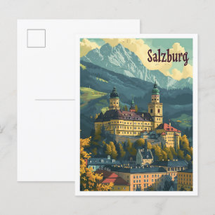 Carte Postale Salzbourg Autriche Art Vintage Illustration de voy