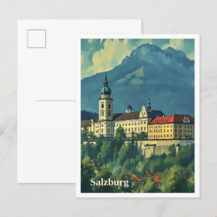 Carte Postale Salzbourg Autriche Illustration de voyage artistiq