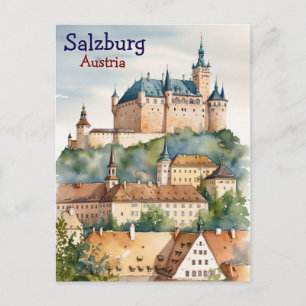 Carte Postale Salzbourg with the Castle à Austria