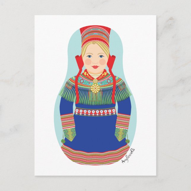 Carte Postale Sami (cheveux blonds) Matryoshka Postcard (Devant)