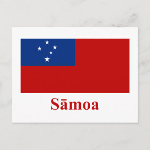 Carte Postale Samoa Drapeau avec nom dans Samoan