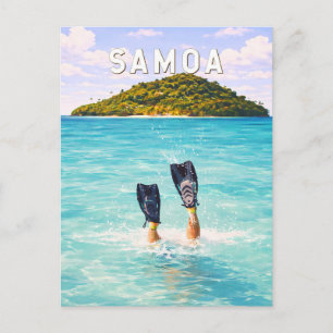 Carte Postale Samoa Illustration Voyage Art Vintage