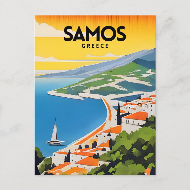 Carte Postale Samos Grèce Poster traditionnel de voyage (Devant)