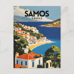 Carte Postale Samos Grèce Retro Travel Poster