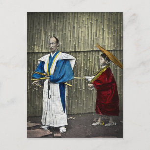 Carte Postale Samouraï et Serviteur