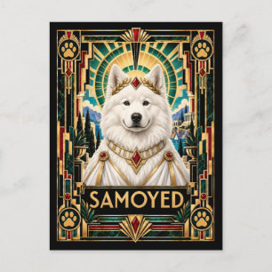 Carte Postale Samoyède, Chien Art Déco