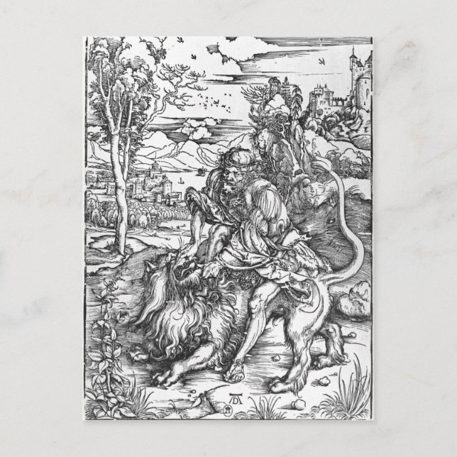 Carte Postale Samson tuant le lion, vers 1496-98 (Devant)