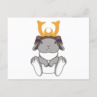 Carte Postale Samurai Holland Lop Rabbit Warrior Gray