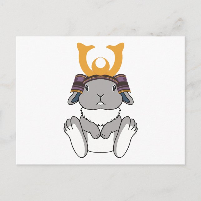 Carte Postale Samurai Holland Lop Rabbit Warrior Gray (Devant)