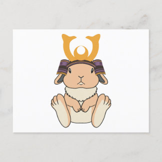 Carte Postale Samurai Holland Lop Rabbit Warrior Orange