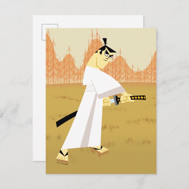 Carte Postale Samurai Jack Dessiner l'épée (Devant / Derrière)