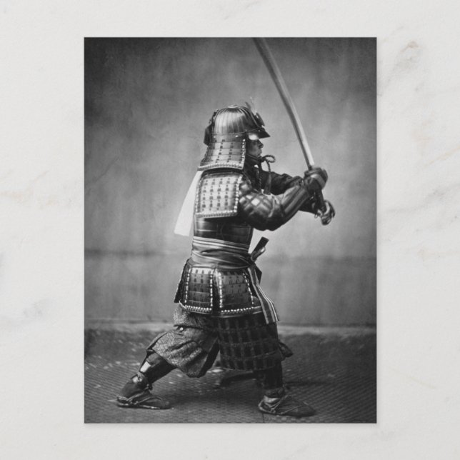 Carte Postale Samurai vintage avec épée et poignard (Devant)
