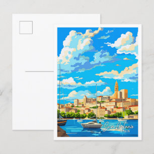 Carte Postale San Antonio Espagne Illustration de voyage Art vin