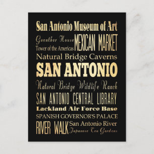 Carte Postale San Antonio Texas City State Typographie Art