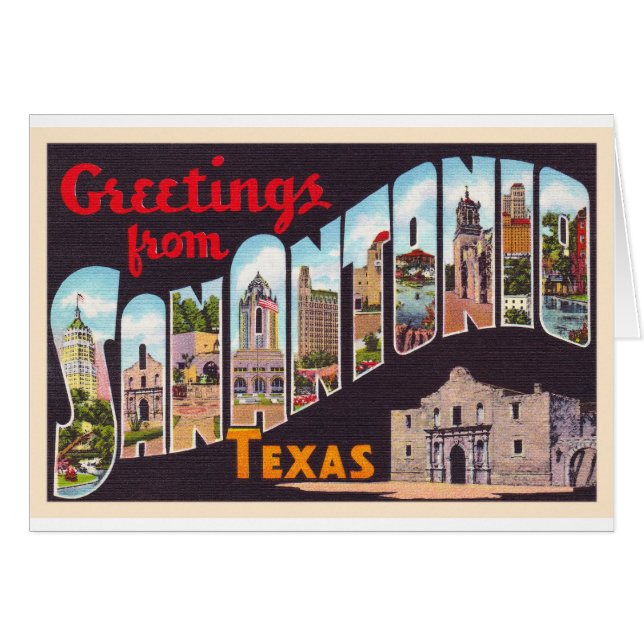 Carte postale San Antonio Texas TX Vintage (Devant horizontal)