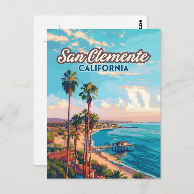 Carte Postale San Clemente California Beach Orange County Retro (Devant / Derrière)