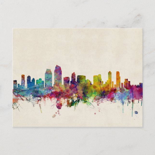 Carte Postale San Diego California Skyline (Devant)